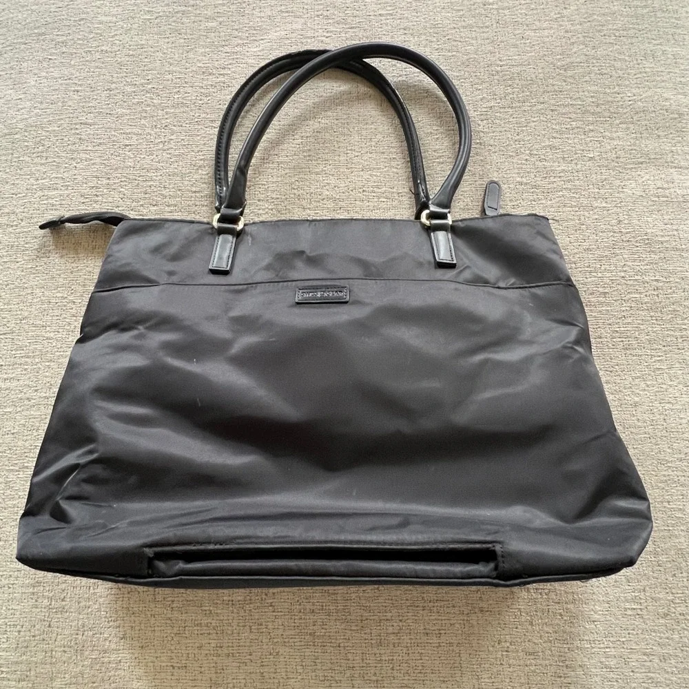 ECOSUSI Black Nylon Laptop Tote Bag Travel Duffle Shoulder Bag Work Weekend